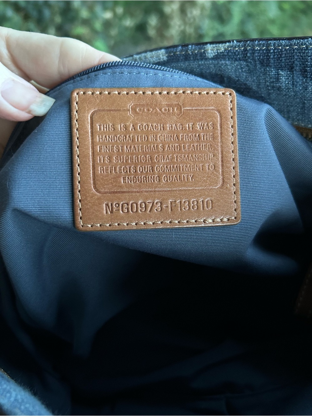 Coach Blue Signature East/West Gallery Denim Tote with Brown Leather Accents - Picture 11 of 14